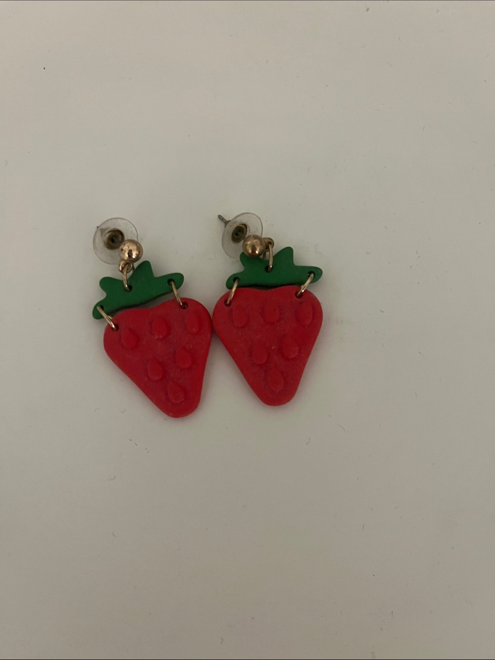 Strawberry Dangle Earrings - Red/Green